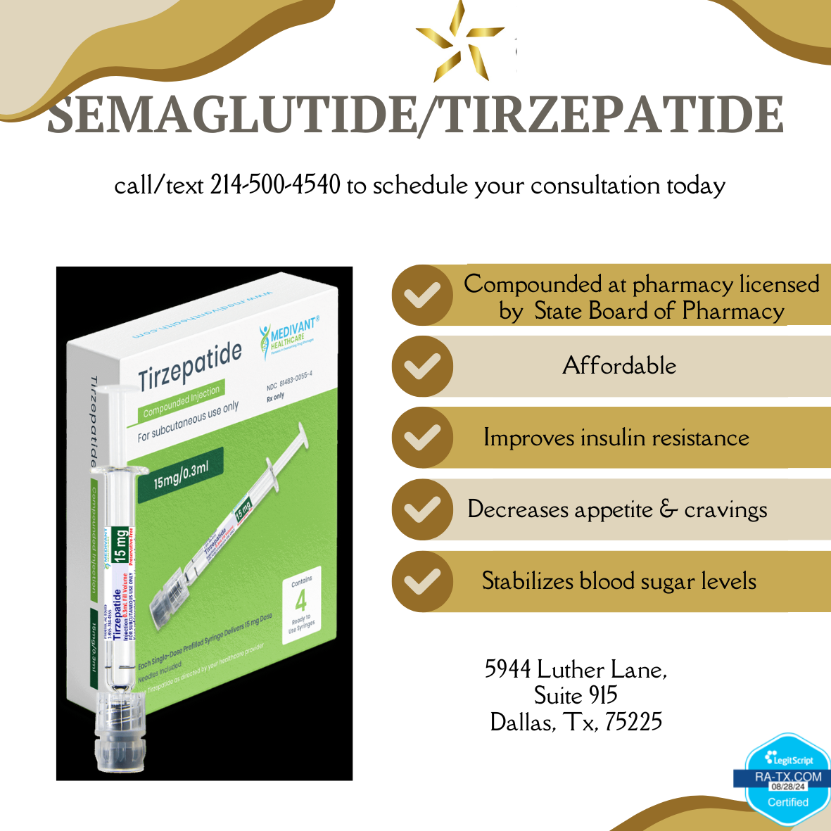 SEMAGLUTIDE AND TIRZEPATIDE INJECTIONS FOR WEIGHT LOSS